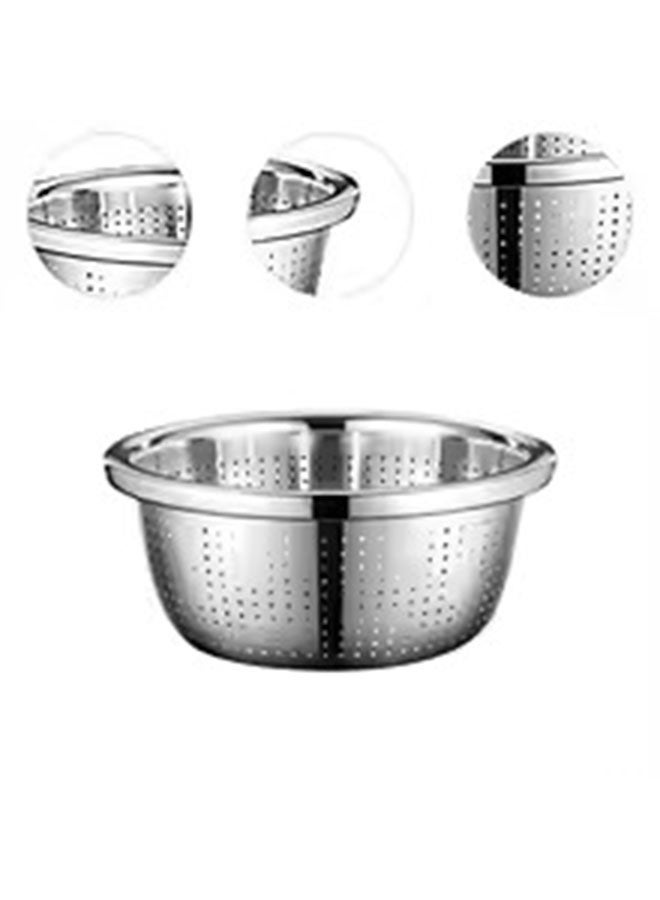 ليفقورا سلة تصفية من الستانلس ستيل 28 سم – مصفاة شبكية معدنية لغسل الخضروات والفواكه والمعكرونة والأرز – وعاء تصفية متين (فضي) - Image 4