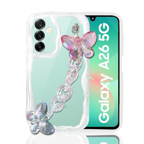 KC Back Cover for Samsung Galaxy A26 5G - New Curly Wave Frame Shape Shockproof Bumper Soft Silicone Case with Camera Protection (Transparent) - Image 4