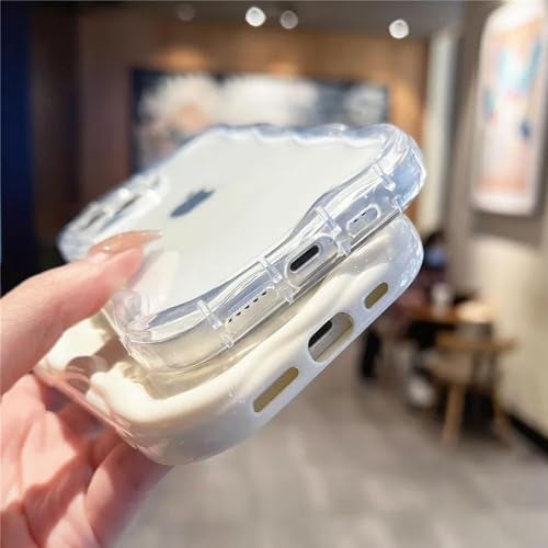 KC Back Cover for Samsung Galaxy A26 5G - New Curly Wave Frame Shape Shockproof Bumper Soft Silicone Case with Camera Protection (Transparent) - Image 5