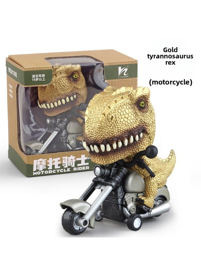 Children's Toys 19 Hand-painted Inertia Motorcycle Simulation Dinosaur Animal Motorcycle Model Toys-Color:Gold Edition Chinese Window Box Tyrannosaurus Rex (motorcycle Locomotive) - Image 1