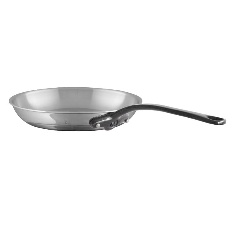 Mauviel Mauviel MCook CI 5Ply Polished Stainless Steel Round Frying Pan With Cast Iron Handles 11in Made In France 