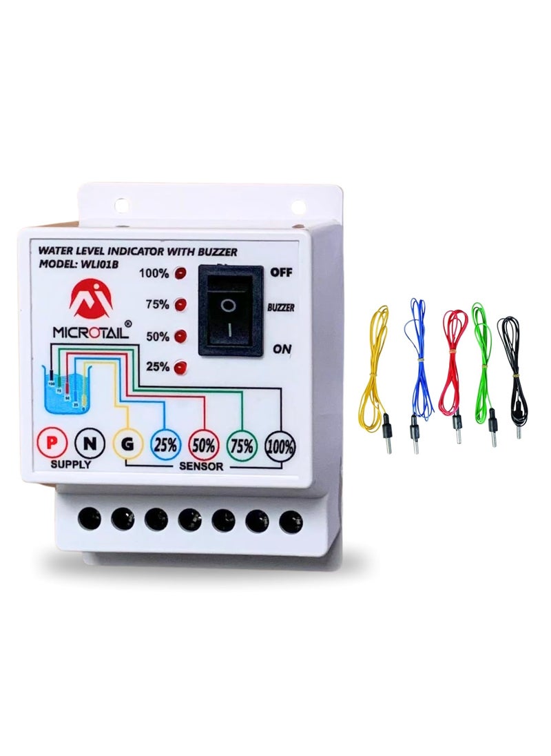 Microtail Microtail ABS Water Level Indicator with Alarm on Tank Full with 5 Sensors Single Phase 230V AC  - Image 1