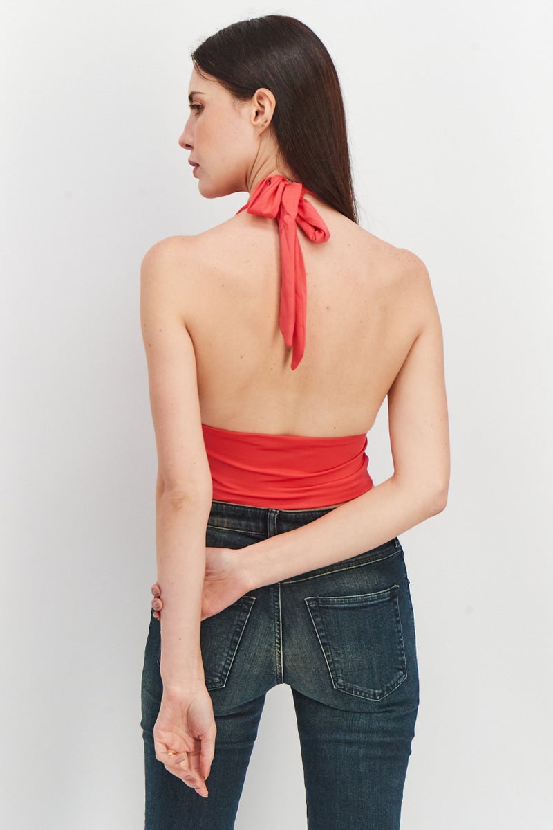 Sinsay بلوزة نسائية بدون أكمام على شكل حرف V، لون وردي - Image 3