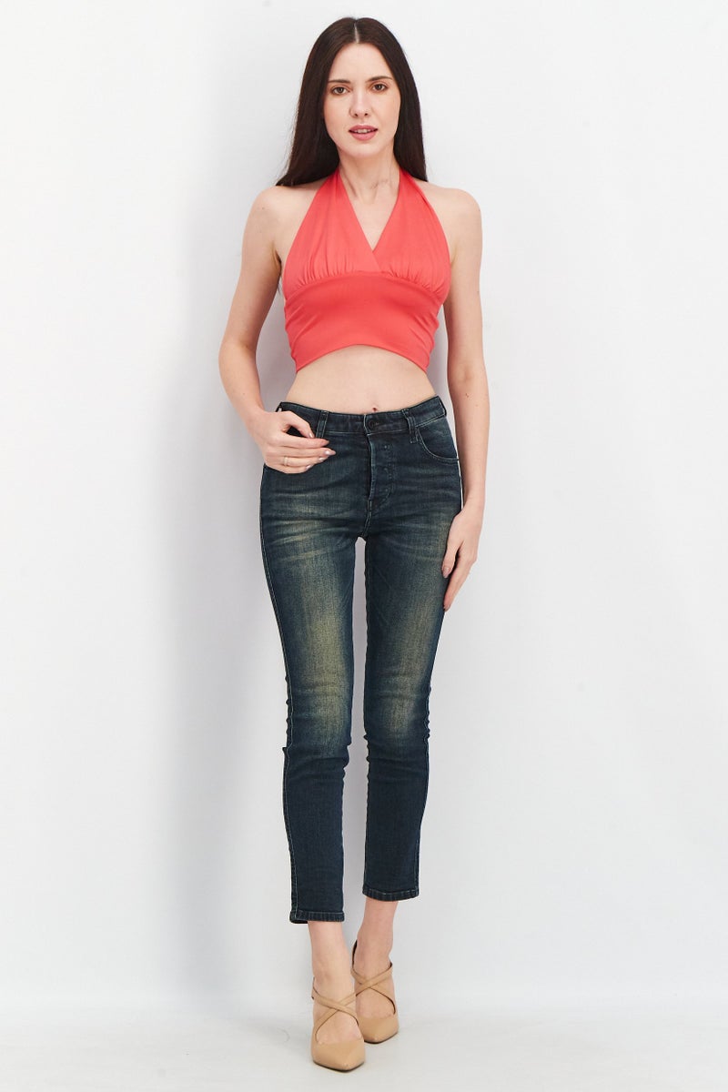 Sinsay بلوزة نسائية بدون أكمام على شكل حرف V، لون وردي - Image 4