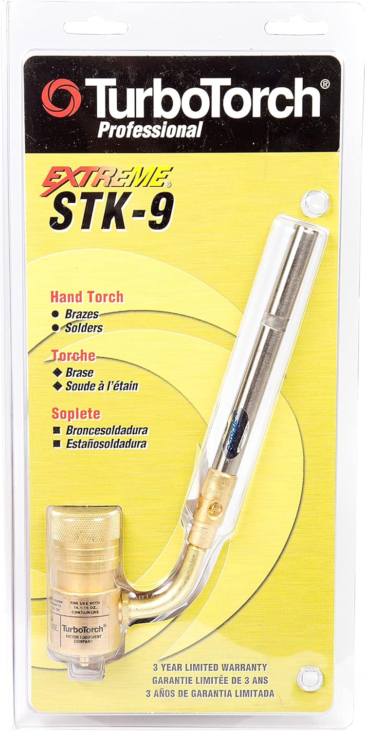ESAB TURBOTORCH 0386-0403 STK-9 Hand Torch Kit for Soft Soldering and Brazing Copper, Brass, Steel, Bronze, Aluminum, Propane/Mapp Pro, Extreme Swirl Technology, 360 Degree, STK-R Regulator, ST-3 Tip - Image 4