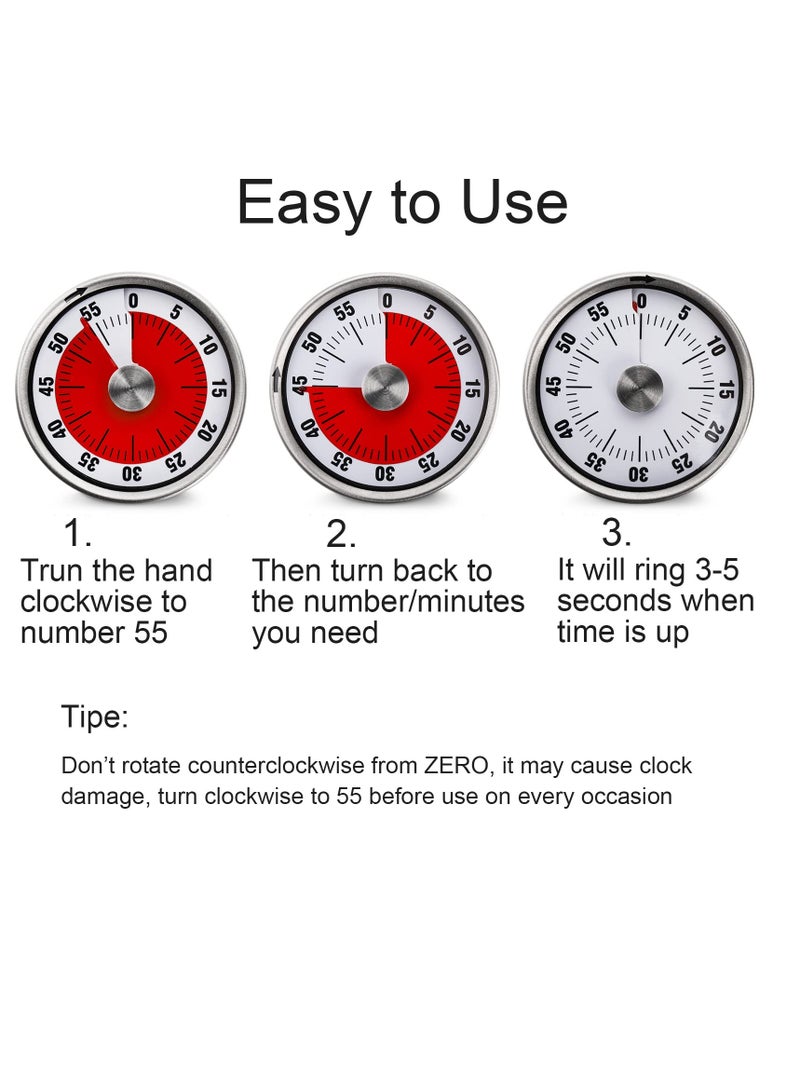 Hihonor 60-Minute Visual Timer, Mechanical Countdown Timers Kitchen Timer, Classroom Teaching Clock for Teaching, Meeting, Cooking, Working - Image 4