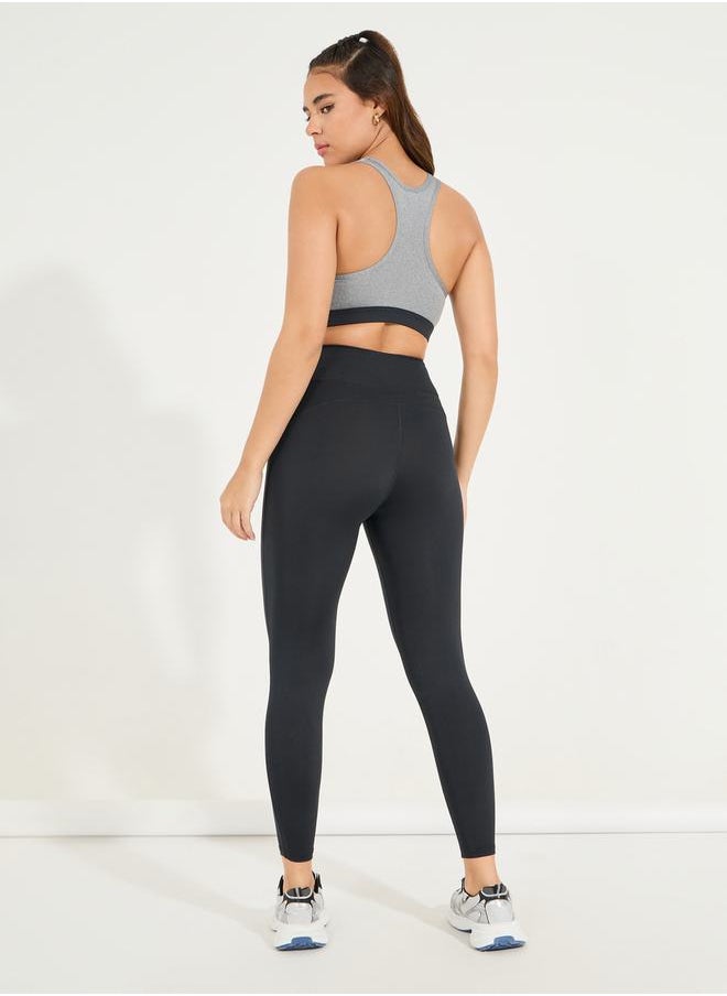 Styli Pack of 3 - Half Zip Up Thumbhole Detail Top, Sports Bra & Leggings Set  - Image 2