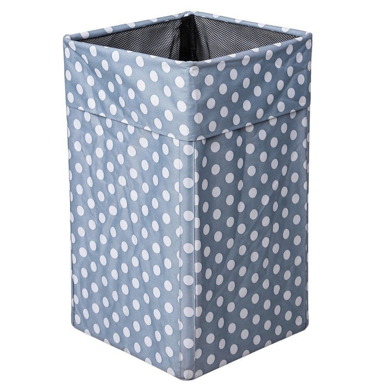 Multipurpose European Style Square/Rectangular Shape collapsible Foldable folding Open Laundry Bag laundry hamper laundry basket with 4 rods (1 Piece of Laundry bag) ( Material: Fabric, Size: 58 x 34 x 34 cm, Colour: Blue Dotted Print) - Image 2
