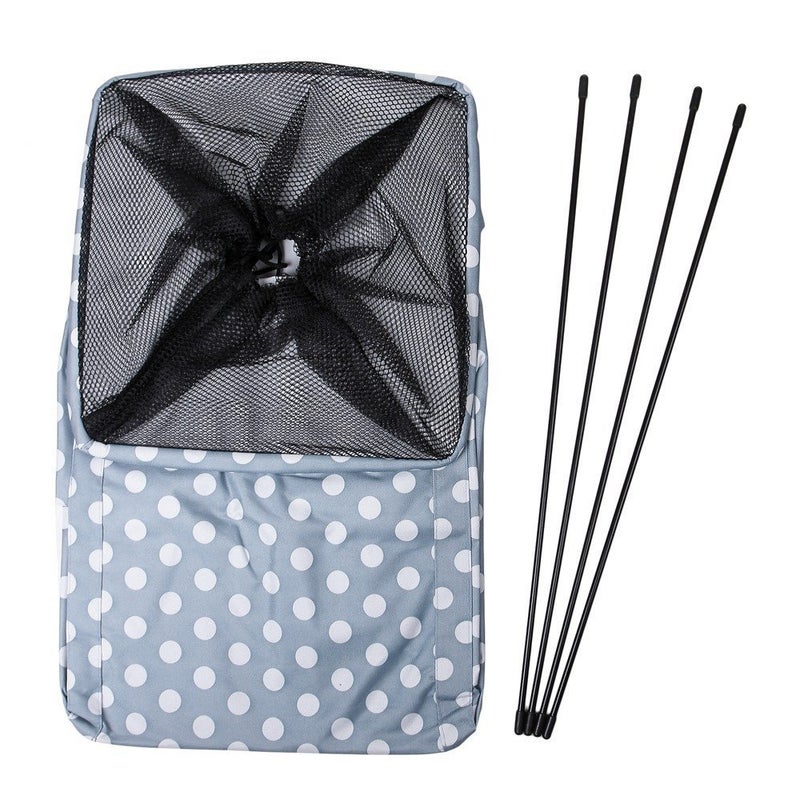 Multipurpose European Style Square/Rectangular Shape collapsible Foldable folding Open Laundry Bag laundry hamper laundry basket with 4 rods (1 Piece of Laundry bag) ( Material: Fabric, Size: 58 x 34 x 34 cm, Colour: Blue Dotted Print) - Image 5