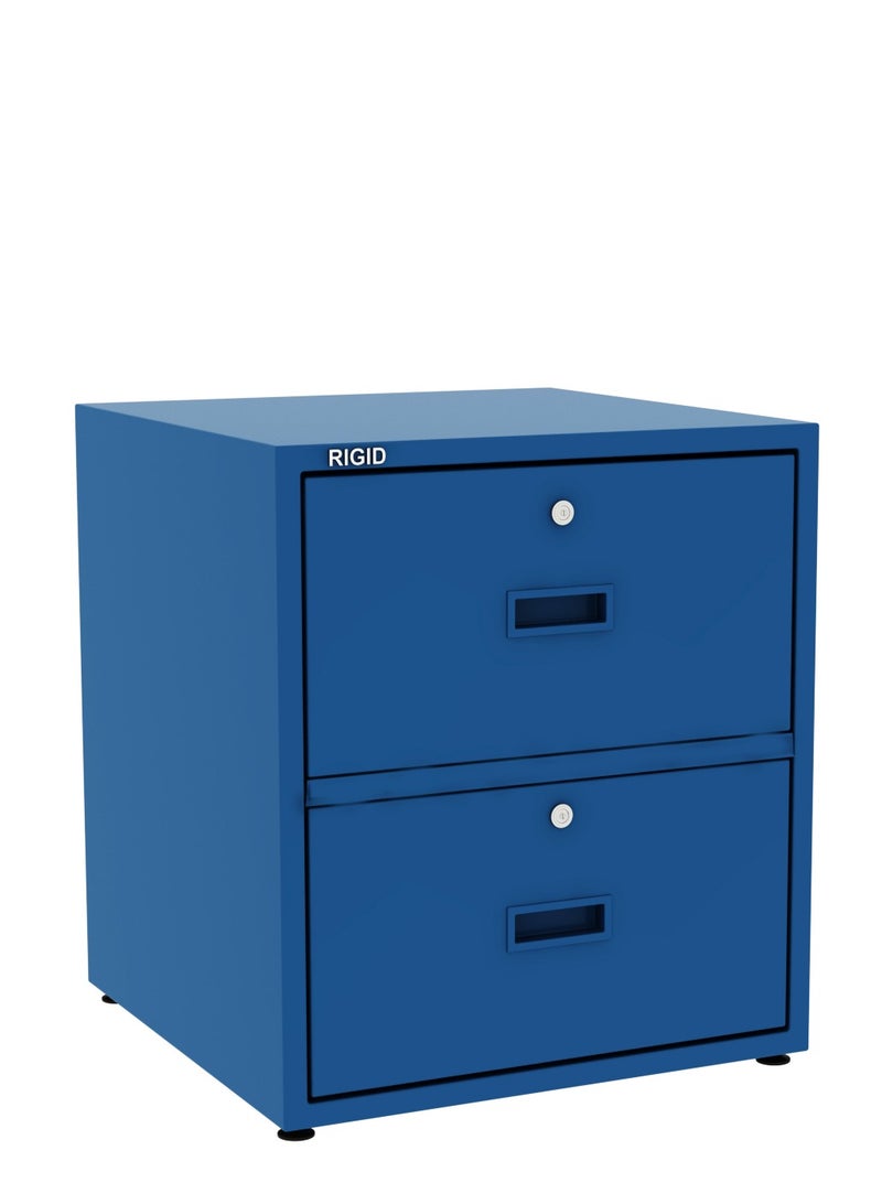 RIGID Steel 2 drawers Storage Cabinet  Blue 50x45x45cm  - Image 4