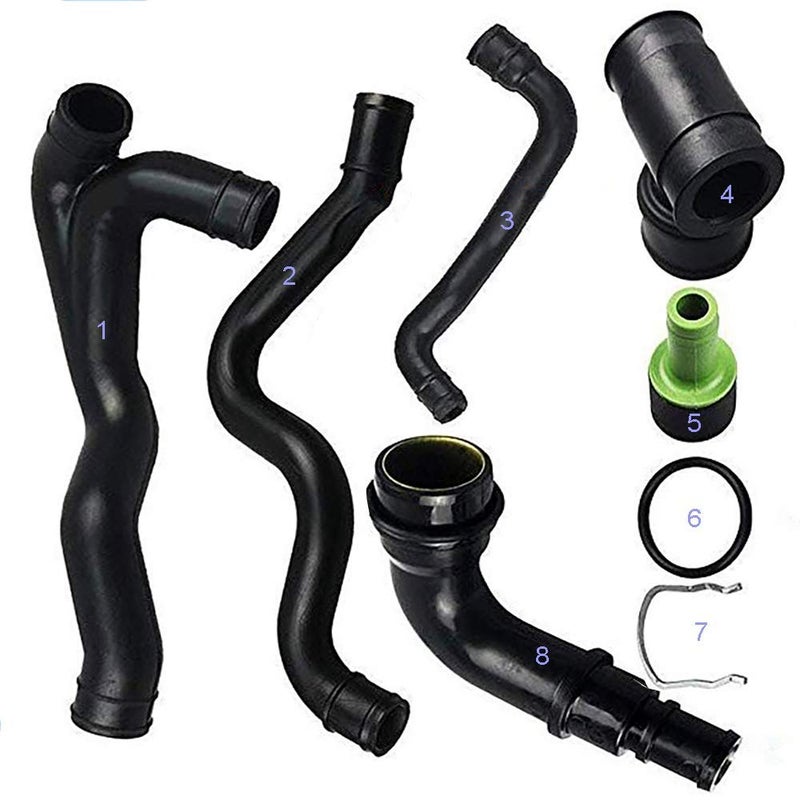 Kunttai 06A103213F Engine Crankcase Breather Hose Fit for Jetta for Audi VW 1.8T MK4 (8Pieces)