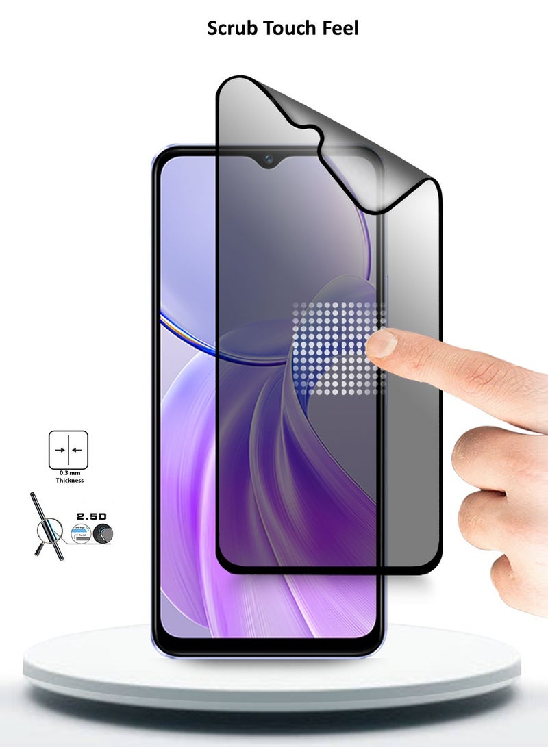 Wtech Vivo Y28s 5G 2024 Nano Ceramic Privacy Full Glue Full Cover Matte Flexible Screen Protector (MSCNMP) - Clear/Black - Image 3