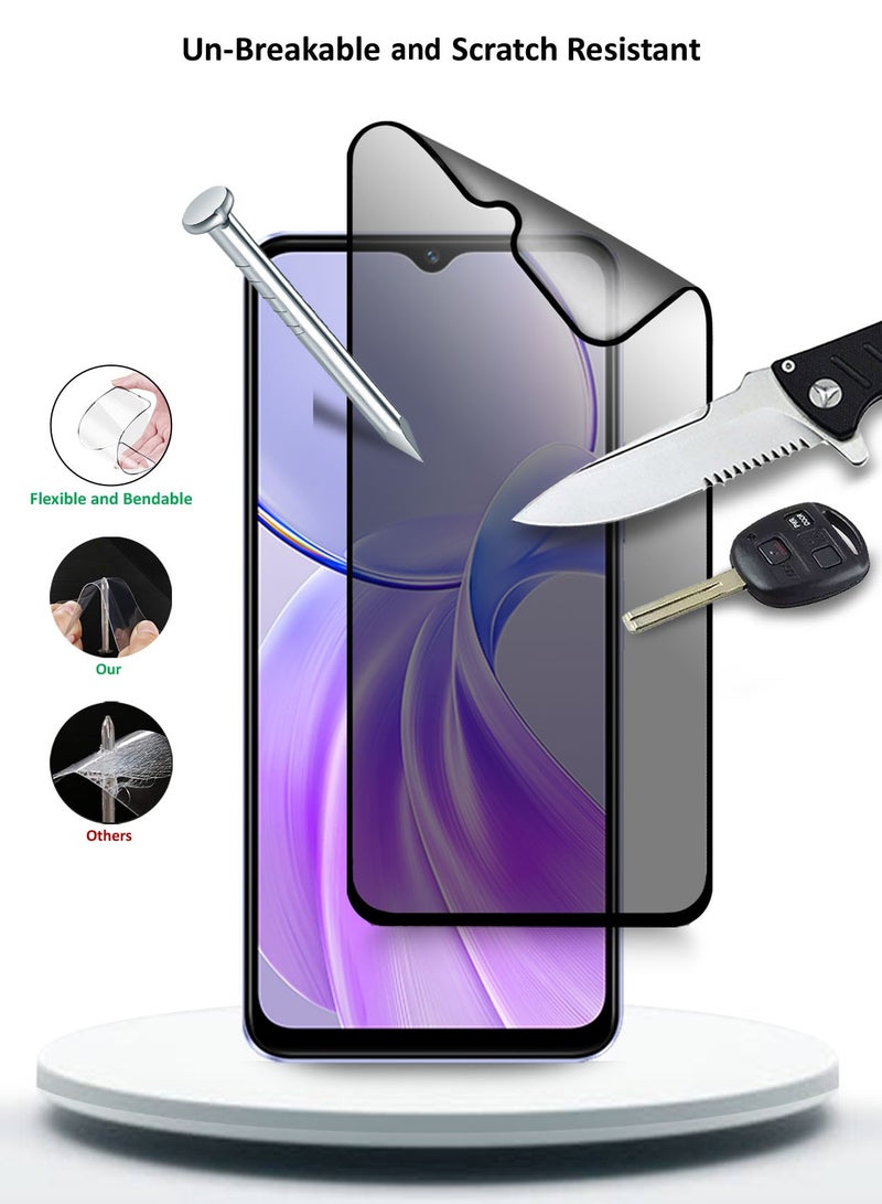Wtech Vivo Y28s 5G 2024 Nano Ceramic Privacy Full Glue Full Cover Matte Flexible Screen Protector (MSCNMP) - Clear/Black - Image 4