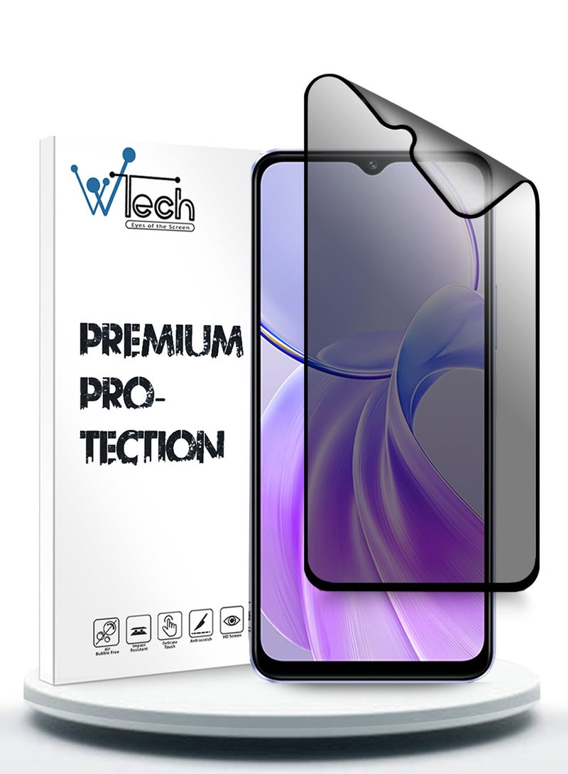 Wtech Vivo Y28s 5G 2024 Nano Ceramic Privacy Full Glue Full Cover Matte Flexible Screen Protector (MSCNMP) - Clear/Black - Image 1