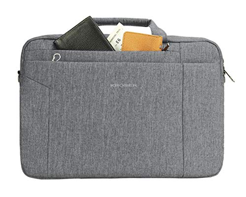 KROSER Laptop Bag 15.6 Inch Briefcase Shoulder Bag Water Repellent Laptop Bag Satchel Tablet Bussiness Carrying Handbag Laptop Sleeve for Women and Men-Grey - Image 3