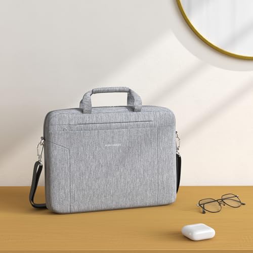 KROSER Laptop Bag 15.6 Inch Briefcase Shoulder Bag Water Repellent Laptop Bag Satchel Tablet Bussiness Carrying Handbag Laptop Sleeve for Women and Men-Grey - Image 2