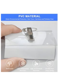 SAKURA 50Pcs Name Badges with Crocodile Clip and Safety Pin, Transparent Waterproof ID Card Holder Badge Business Card Holders for Company, School, Corporate Conference  - Image 2