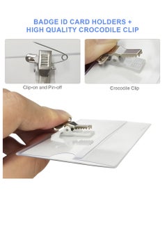 SAKURA 50Pcs Name Badges with Crocodile Clip and Safety Pin, Transparent Waterproof ID Card Holder Badge Business Card Holders for Company, School, Corporate Conference  - Image 3
