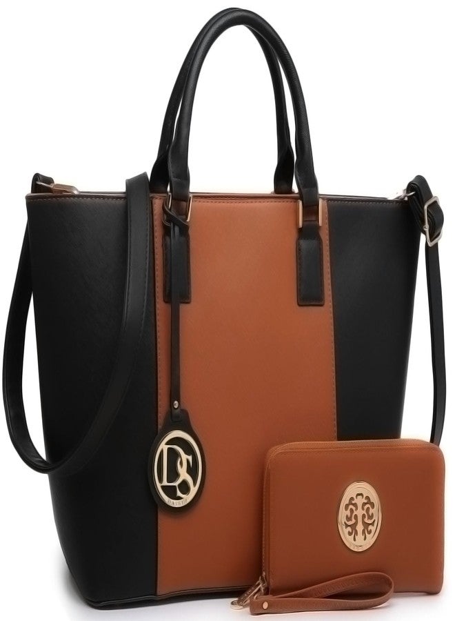 Dasein Satchel Purse Handbag for Women Large Shoulder Work Tote Bag With Matching Wallet - Image 1