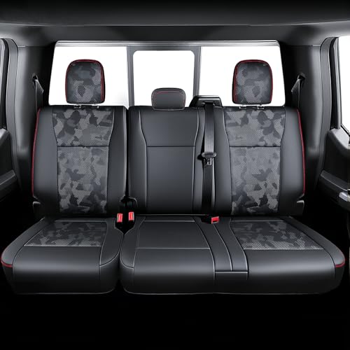 Carlimeki Premium Faux Leather Seat Covers for Ford F150 SuperCrew XL XLT STX (2015-2020) & F250/F350/F450 Crew Cab XL XLT (2017–2022) - Fully Covered - Designed for 40/Console/40 Front Seats - Camo Black - Image 2