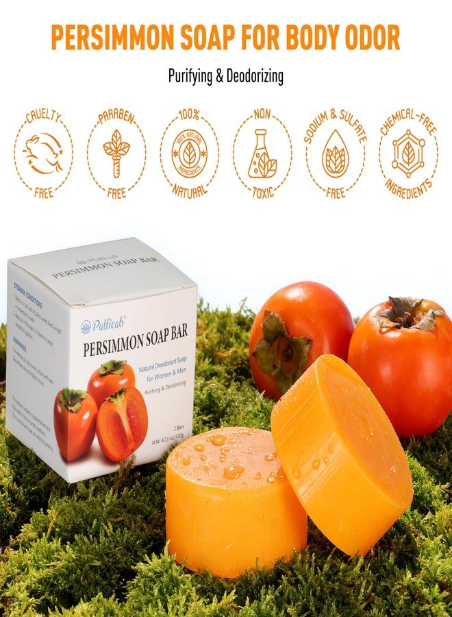 PALFICAB 120G Round Persimmon Soap for Body Odor & Old People Smell Eliminator, Natural Purifying Deodorizing Soap for Women & Men, 2 Bars - Image 3