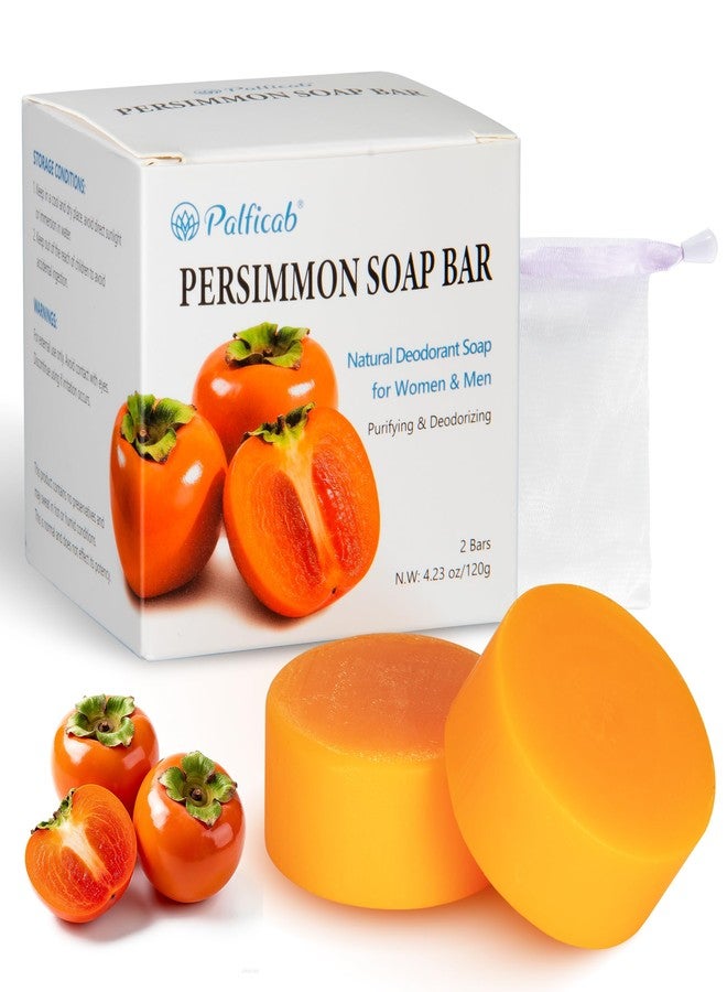 PALFICAB 120G Round Persimmon Soap for Body Odor & Old People Smell Eliminator, Natural Purifying Deodorizing Soap for Women & Men, 2 Bars - Image 1