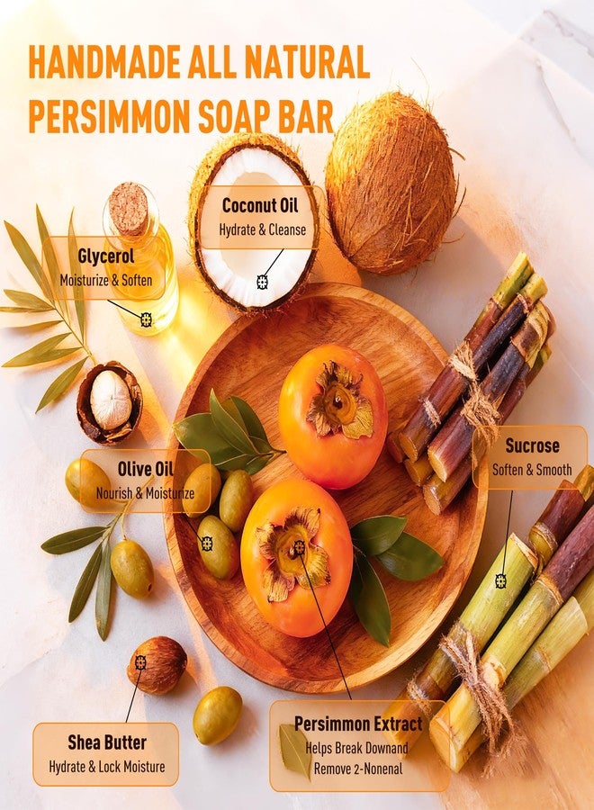 PALFICAB 120G Round Persimmon Soap for Body Odor & Old People Smell Eliminator, Natural Purifying Deodorizing Soap for Women & Men, 2 Bars - Image 5