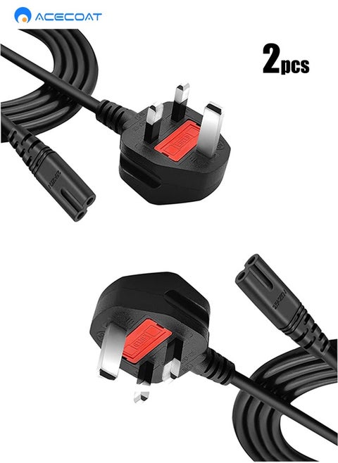 1.5 Meters Power Cable Figure 8 Power Lead IEC C7 UK Plug Power Cord 2 Pin Mains Lead for LG Sony TV PS4 PS5 Sky Box XBox Playstation Samsung Philips Hisense Panasonic Sharp TCL Smart TV Monitor