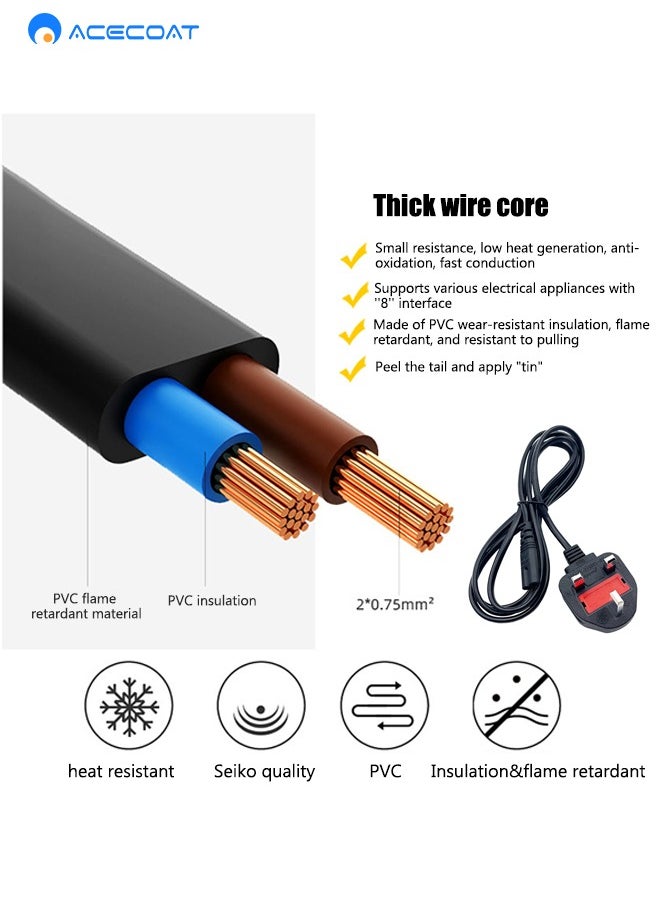 ACECOAT - 1.5 Meters Power Cable Figure 8 Power Lead IEC C7 UK Plug Power Cord 2 Pin Mains Lead for LG Sony TV PS4 PS5 Sky Box XBox Playstation Samsung Philips Hisense Panasonic Sharp TCL Smart TV Monitor - Image 1
