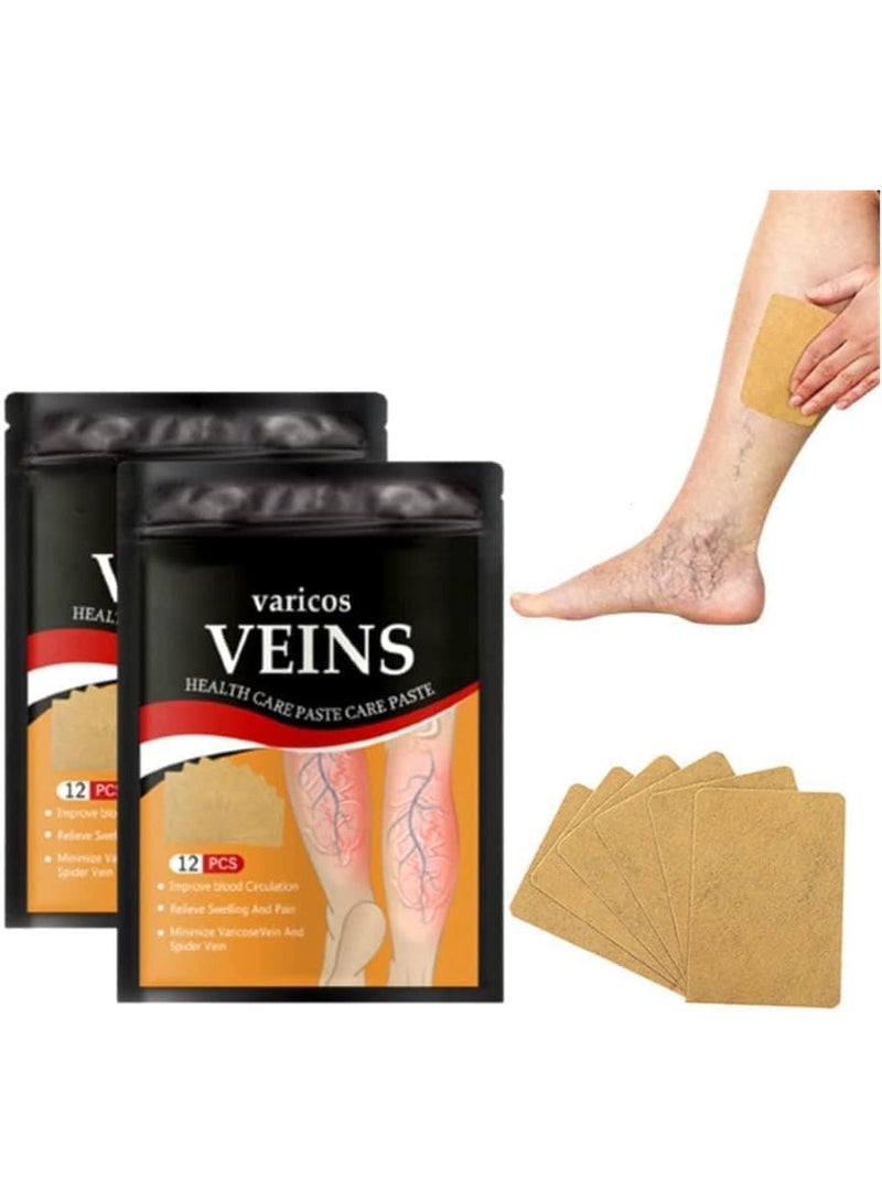 ياميم يميم 24 قطعة من رقعة الدوالي لصحة الساق، رقعة الدوالي لتخفيف الألم والدورة الدموية والتورم والأوردة العنكبوتية - Image 1