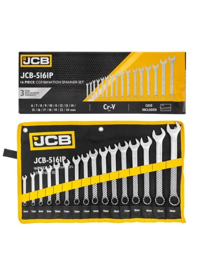 JCB Set of 16 combination wrenches (6-
19, 22, 24 mm), on a blade - Image 1