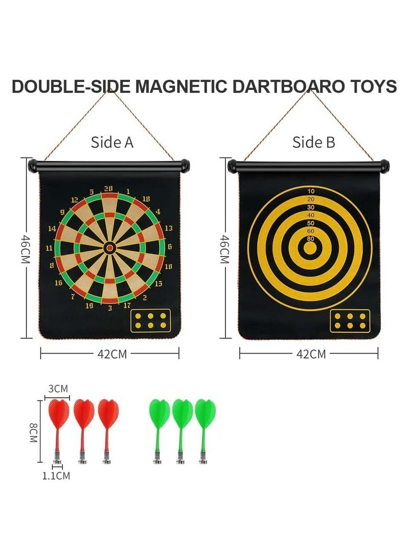 Oasisgalore Double Sided Magnetic Dart Board with 6 Red and Green Dart Arrows  - Image 2
