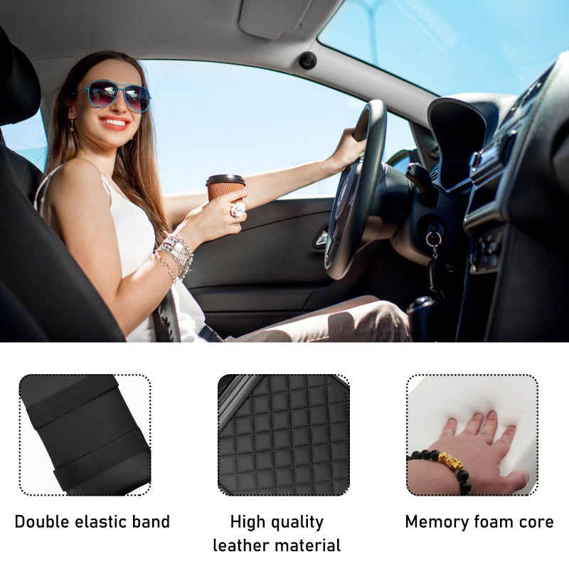 Suvnie Car Center Console Armrest Pillow, 14"Ã—8.3" Memory Foam Auto Armrest Box Cover with Cup Holder & Phone Holder, Waterproof Leather Arm Rest Protector Cushion, Car Accessories (Diamond Pattern) - Image 3