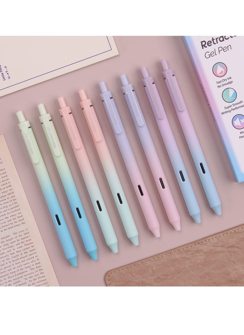 Y&D Retractable Gel Ink Pens, Black 0.5mm Fine Point Tip Pen Comfort Grip Smooth Writing with Aesthetic Gradient Color Barrel for Journaling Note Taking Sketching 8pcs  - Image 1