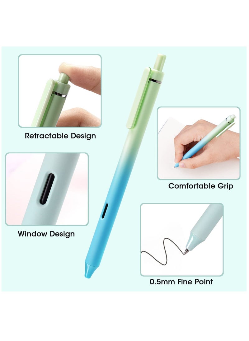 Y&D Retractable Gel Ink Pens, Black 0.5mm Fine Point Tip Pen Comfort Grip Smooth Writing with Aesthetic Gradient Color Barrel for Journaling Note Taking Sketching 8pcs  - Image 2