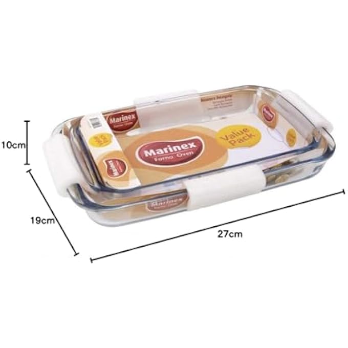 ريحني مجموعة تحميص مستطيلة من زجاج مارينكس بقطعة 16 لتر سعة 22 لتر متينة أطباق خبزيات مقاومة للحرارة الفرن شفافة تحميص آمن للتحميص الميكروويففريزر آمن غسالة الصحون مثالية للطوائق اللازانيا لحوم - Image 3