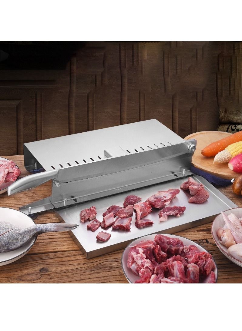 Generic - Household Meat Slicer Frozen Meat Bone Cutting Machine Double blade thickness adjustable, Commercial Stainless Steel Chicken Fish Lamb Chops Cutter - Image 1