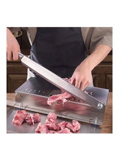 Household Meat Slicer Frozen Meat Bone Cutting Machine Double blade thickness adjustable, Commercial Stainless Steel Chicken Fish Lamb Chops Cutter