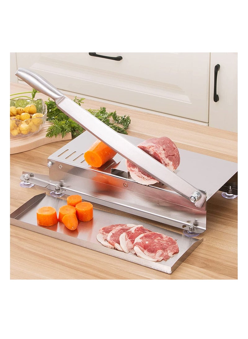 Generic - Household Meat Slicer Frozen Meat Bone Cutting Machine Double blade thickness adjustable, Commercial Stainless Steel Chicken Fish Lamb Chops Cutter - Image 1