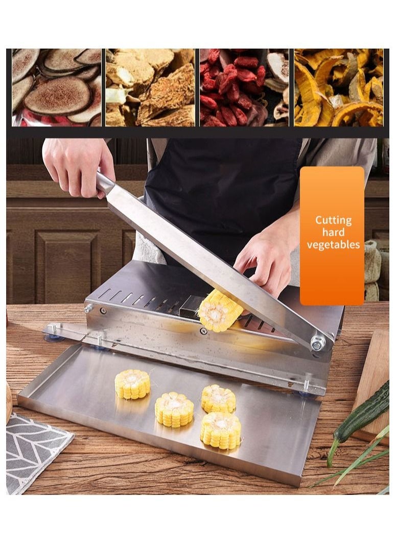 Generic - Household Meat Slicer Frozen Meat Bone Cutting Machine Double blade thickness adjustable, Commercial Stainless Steel Chicken Fish Lamb Chops Cutter - Image 1