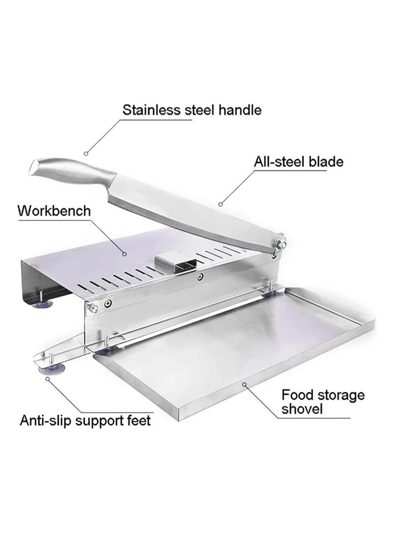 Generic - Household Meat Slicer Frozen Meat Bone Cutting Machine Double blade thickness adjustable, Commercial Stainless Steel Chicken Fish Lamb Chops Cutter - Image 1