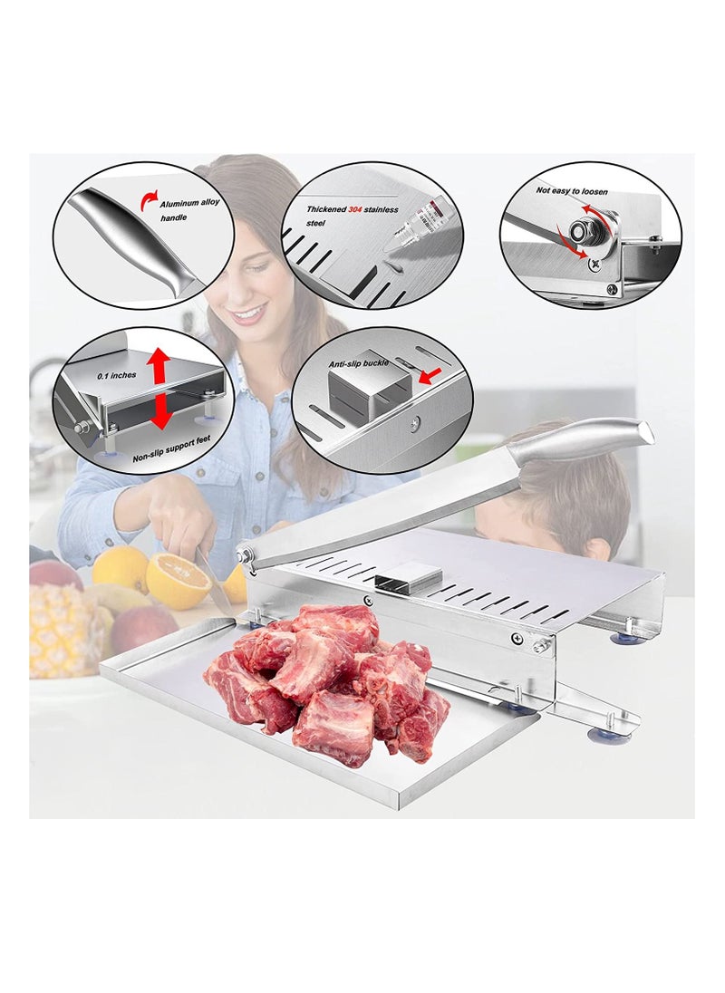 Generic - Household Meat Slicer Frozen Meat Bone Cutting Machine Double blade thickness adjustable, Commercial Stainless Steel Chicken Fish Lamb Chops Cutter - Image 1