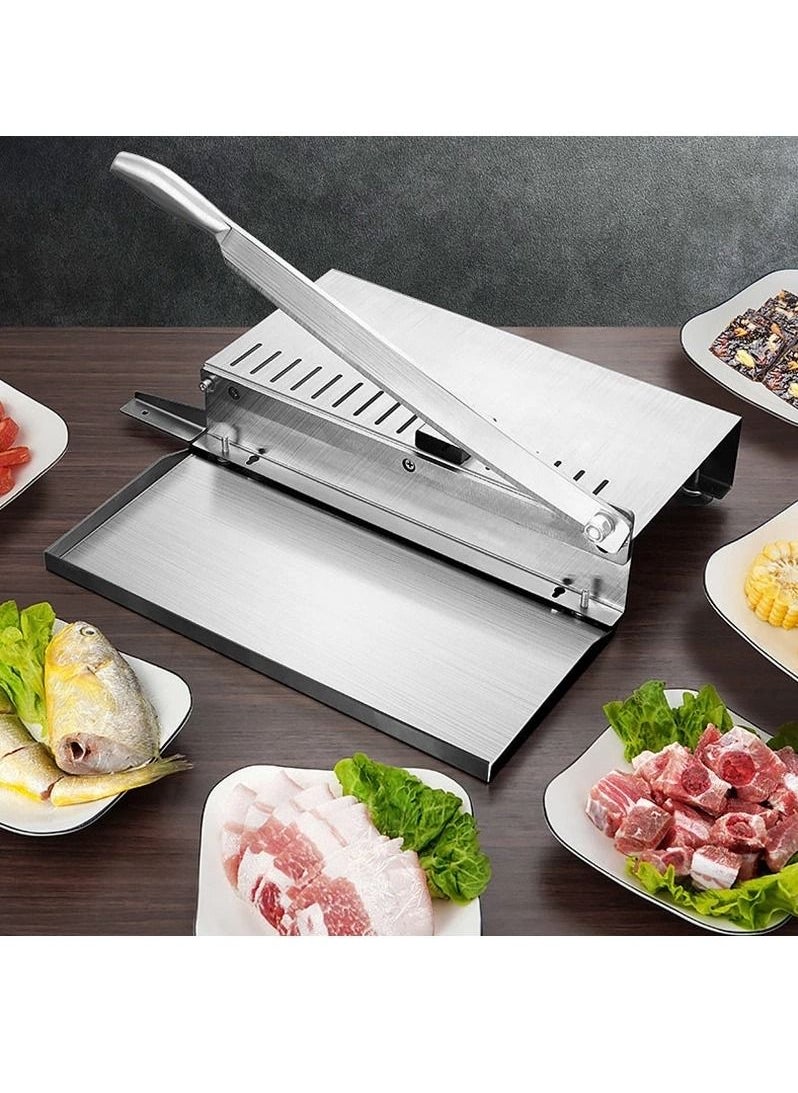 Generic - Household Meat Slicer Frozen Meat Bone Cutting Machine Double blade thickness adjustable, Commercial Stainless Steel Chicken Fish Lamb Chops Cutter - Image 1
