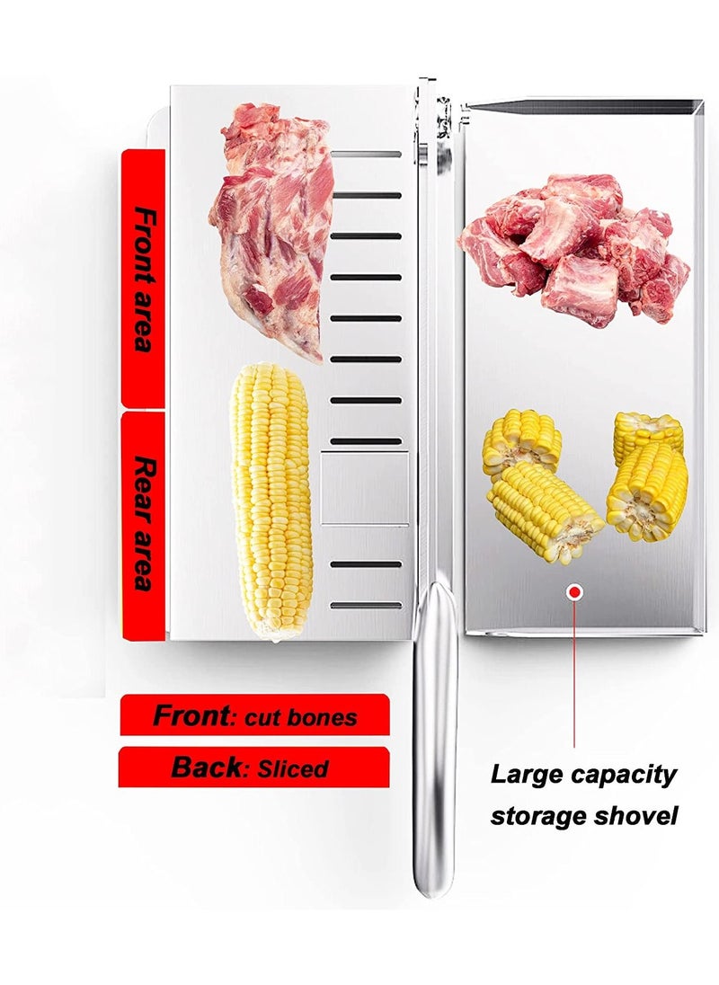 Generic - Household Meat Slicer Frozen Meat Bone Cutting Machine Double blade thickness adjustable, Commercial Stainless Steel Chicken Fish Lamb Chops Cutter - Image 1