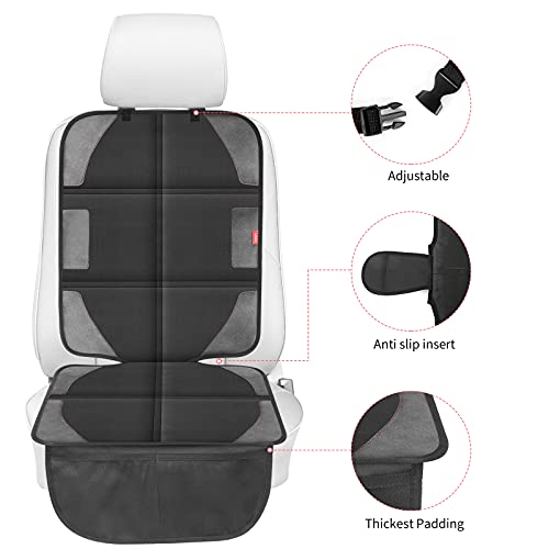 LUILANC Car Seat Protector with Thickest Padding,Waterproof 600D with Storage Pockets,Non-Slip Pets Fabric Child Baby Cover Leather Reinforced Vehicle Seat 1 Pack (Black) - Image 4