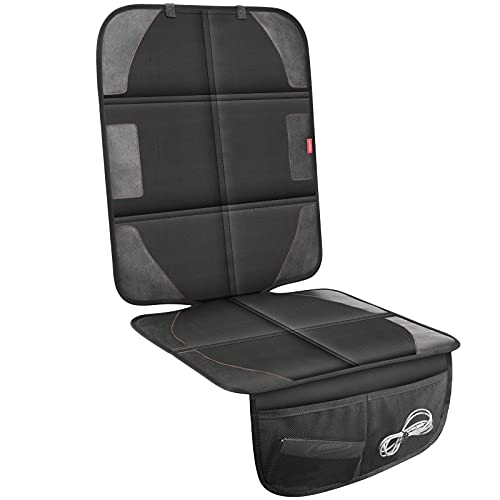 LUILANC Car Seat Protector with Thickest Padding,Waterproof 600D with Storage Pockets,Non-Slip Pets Fabric Child Baby Cover Leather Reinforced Vehicle Seat 1 Pack (Black) - Image 1