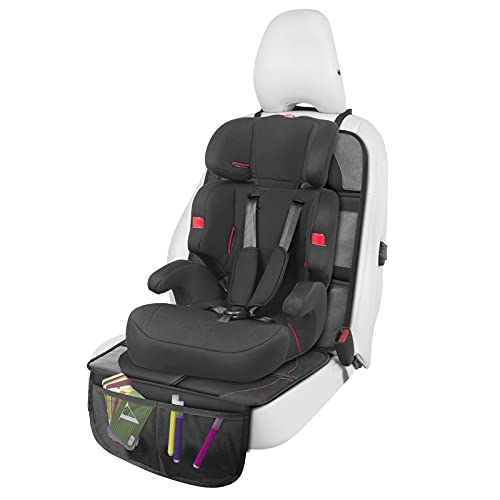 LUILANC Car Seat Protector with Thickest Padding,Waterproof 600D with Storage Pockets,Non-Slip Pets Fabric Child Baby Cover Leather Reinforced Vehicle Seat 1 Pack (Black) - Image 2