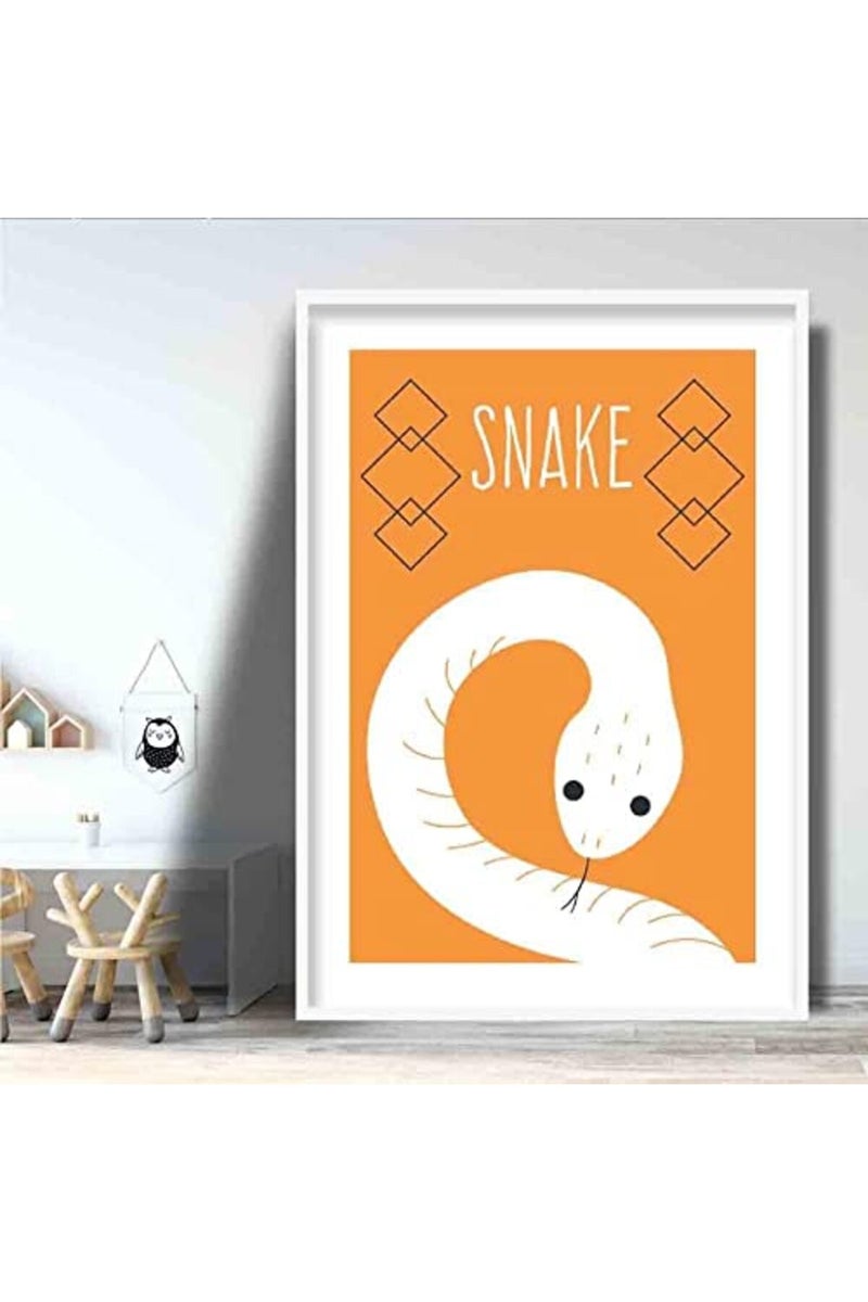 Artze Wall Art Snake Scandinavian Geometric Nursery Poster, A4 Size, Orange - Image 3