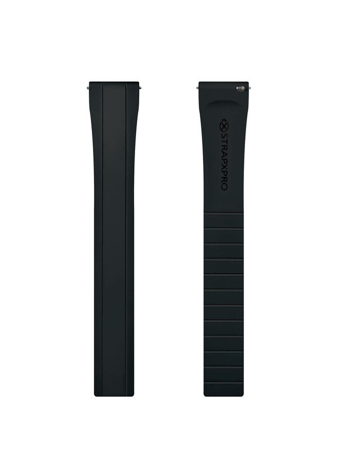 INO Design Watch Bands 20mm 22mm - FKM Rubber Watch Strap Replacement Quick Release watchband for Men & Women, Universal Adjustable Cut-to-fit Watchstrap (Black with Silver Clasp) - Image 2
