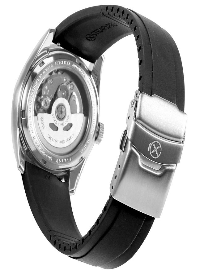 INO Design Watch Bands 20mm 22mm - FKM Rubber Watch Strap Replacement Quick Release watchband for Men & Women, Universal Adjustable Cut-to-fit Watchstrap (Black with Silver Clasp) - Image 1